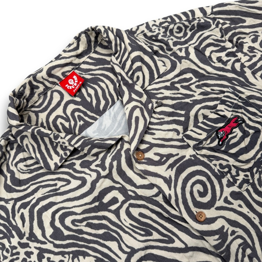Billionaire Boys Club Ice Cream Shirt Mens XL Grey Zebra‎ Print Short Sleeve